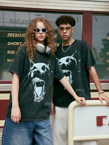 Men's Graphic Tees Shirt Unisex Short Sleeve Cotton Vintage Oversized Shirts Loose Streetwear Casual Tee Top2