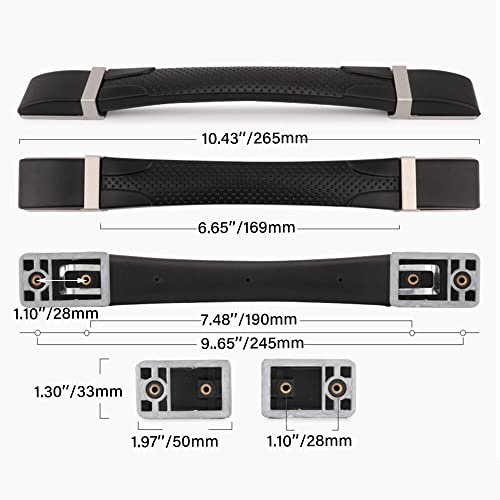 Image of Suitcase Luggage Handle Holder Strap Grip Handle 10.43 inch with Mounts Black B120,Two Inner Hole Distance: 190mm /7.48 inch, Two Outer Hole Distance:245mm /9.65 inch