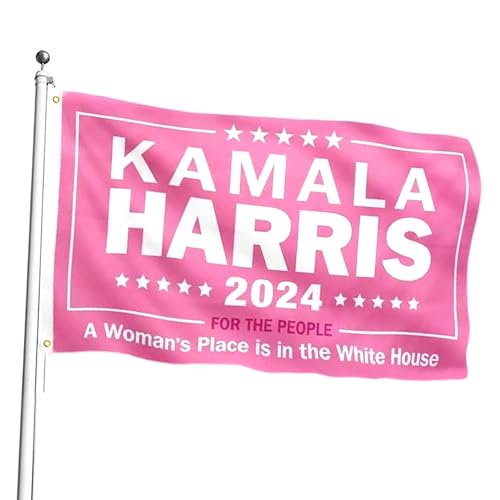 2Pcs Kamala Harris 2024 Flag 3X5 Ft Double-sided Harris for President Indoor Outdoor Decorative Flag with Brass Grommets Pink Yard Sign Garden Lawn Decor
