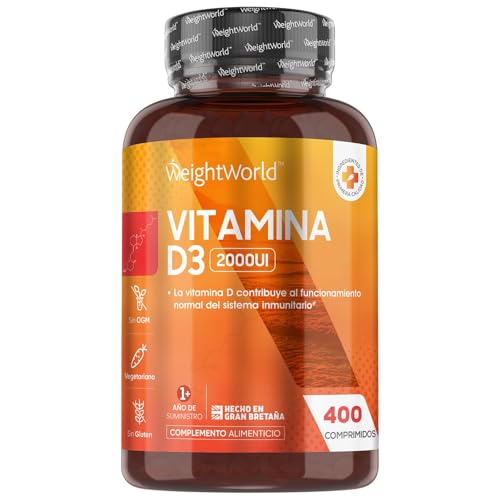Vitamina D3 2000 UI 400 Comprimidos - Colecalciferol Vegetariano para Más de 1 Año de Suministro - La Vitamina D contribuye a la función normal del sistema inmunológico (EFSA) - Sin OGM ni Gluten