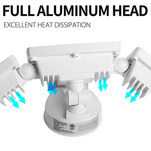 Freelicht 40W LED Flood Light, Motion Sensor Light Outdoor, 3 Adjustable Heads 3500 Lumens 5000K Daylight White IP65 Waterproof, White Exterior Security Lights for Garage, Porch, Driveway - Thumbnail 6
