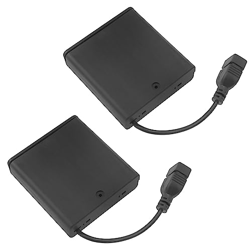 fengxiaomin 2PCS USB Female Socket 4 AA Battery Case Box Holder with ON-Off Switch 6V USB Female Socket with Cover Switch and USB Cable