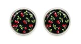 12mm Motiv Kirschen Motiv Cabochon Ohrstecker silberfarben 12mm Ohrringe