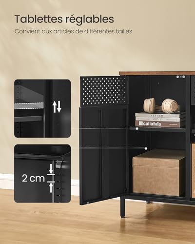 Buffet Rangement Métal 110x40 Ventilé Marron/Noir SONGMICS
