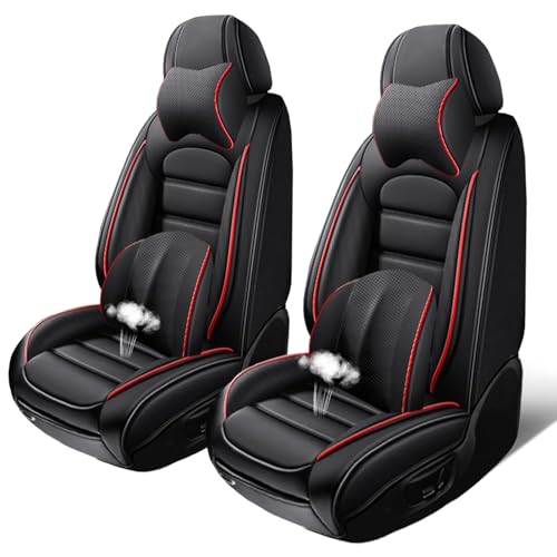 Image of Luxury Seat Covers for Subaru Outback 2006-2024,2PCS Nappa Leather Car Seat Covers,Waterproof Seat Protectors Auto Seat Covers,Breathable Nonslip Interior Cover Seats for Cars(Black and Red)