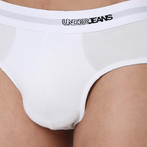 Image of Underjeans Men Premium Mid Grey Cotton Blend Regular Fit Brief