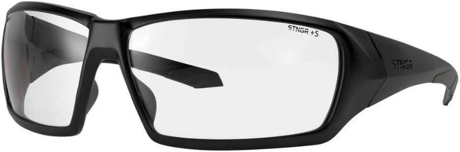 STNGR Ridge Unbreakable Tactical Ballistic Outdoor & Shooting Sunglasses Polarized For Men, Matte Black/Clear (Non-polarized), M-L