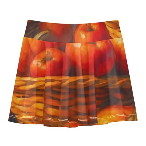 Athletic Shorts for Girls Skorts Toddlers Tennis Skirts Custom Flowy Skort Autumn Leaves Apples Pumpkins 3t2