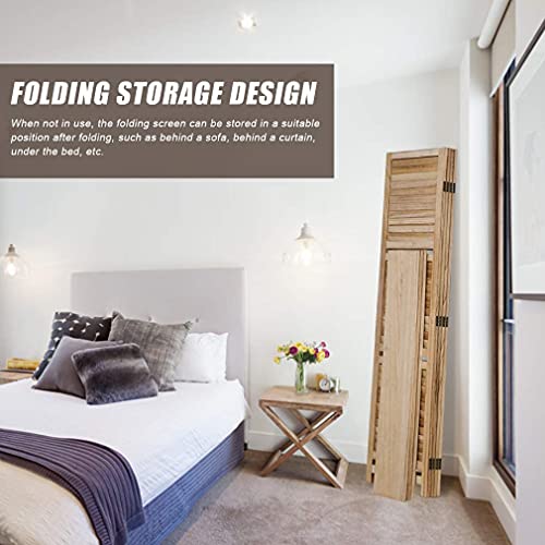 4 Panel Room Divider Folding Privacy Wooden Screen With Three Clever Shelf Portable Partition Screen Screen Wood For Home Office #TOP5