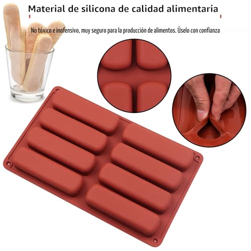 Miniatura 6 de 2 Moldes Rectangulares De Silicona Con 8 Cavidades Para Barras De Cereal, Bizcochos, Magdalenas Y Pasteles - Molde De Horno Para Hornear Barritas