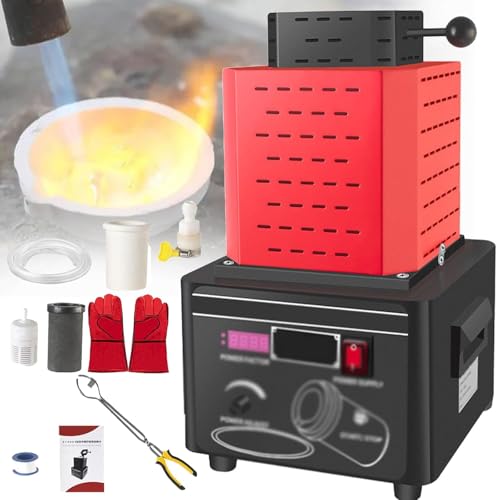 SICWEDIM Gold Melting Furnace,2kg/3kg Electric Digital Smelting Furnace,Automatic Electric Melting Furnace,5000W Smelter Kiln Kit,for Refining Casting Jewelry DIY (Red 2KG)