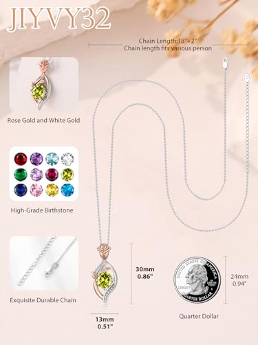 Rose Birthstone Necklaces for Women Rose Gold/White Gold Pendant Jewelry Wedding Anniversary Birthday Gift for Wife Her Mom Hypoallergenicity Jewelry With Fine Birthstone - Image 4