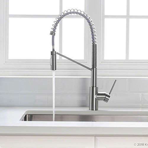 Image of KRAUS Oletto Commercial Style Single Handle Pull Down Kitchen Faucet with QuickDock Top Mount Installation Assembly in Chrome, KPF-2631CH