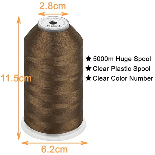 Image of New brothread - Single Huge Spool 5000M Each Polyester Embroidery Machine Thread 40WT for Commercial and Domestic Machines - Sienna(Janome Color)