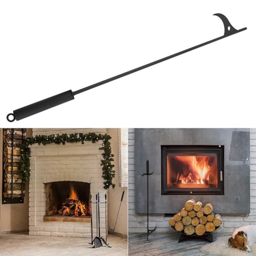 Besttoolifes Chimenea de hierro forjado de 101.6 cm de acero negro sólido para herramienta giratoria con mango largo para uso en interiores y exteriores, estufa de leña, hoguera Besttoolifes Chimenea de hierro forjado de 101.6 cm de acero negro sólido para herramienta giratoria con mango largo para uso en interiores y exteriores, estufa de leña, hoguera