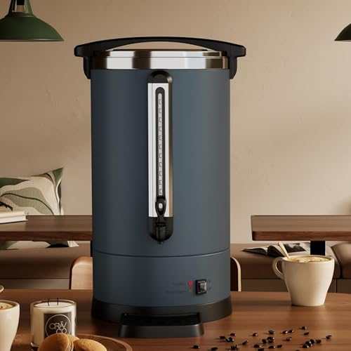 Commercial 100-Cup Stainless Steel Coffee Urn, 12L / 3.2 Gal Electric Coffee Maker with Double-Wall Insulation, Hot Beverage Dispenser for Events, Catering & Buffets