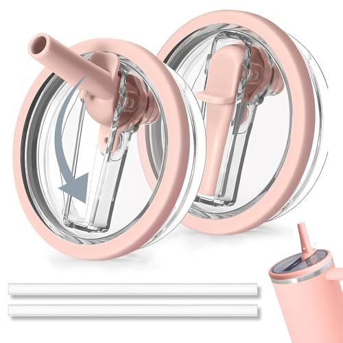 Stanley cup Deckel, 2 Stück Ersatzdeckel für 40oz Becher mit 2 Trinkhalmen, Wiederverwendbarer Auslaufsichere und Staubdichte Stanley cup Deckel Ersatz,Stanley cup Straw Cover