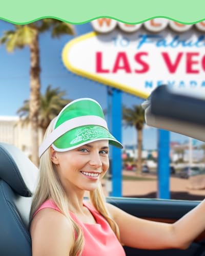 Image of Suhine 12 Pcs Las Vegas Visors Green Casino Hat Dealer Visors Poker Hat Clear Sun Cap for Casino Party