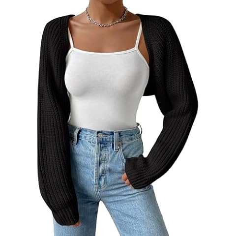 SECRETEYARD Women's Long Sleeve Crop Cardigan Cover