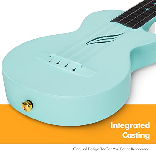 Image of Enya NOVA U MINI 21-Inch Carbon Fiber Soprano Travel Ukulele, Blue | Waterproof Body, Resists Humidity and Temperature Changes, 0.9 lb, Low-Action Setup, Beginner Kit: Case, Strap, Capo, Strings