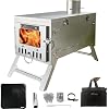 DANCHEL OUTDOOR S6 Folding Camping Stove, 304 Stainless Steel Wood Burning Stove with 7.2ft Chimney(Stove Pad Include)