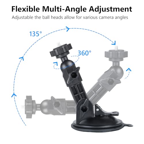HSU Car Suction Cup Mount for GoPro/Insta 360/DJI Osmo Action Camera, Car Window Holder with 1/4-20 Ball Joint Thread, Perfect for Boats Vehicle Windshield & Window by HSU - Image 3