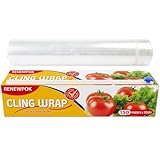 Plastic Food Wrap- 485 SQ. FT. Kitchen Cling Wrap Includes Slide Cutter BPA-Free Clear Cling Film 30cm×150Meters