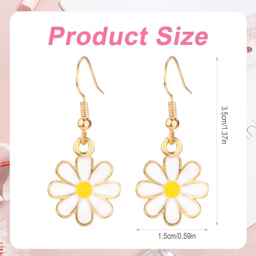 Daisy Flower Earrings for Women, Cute Sunflower Small Dangle Drop Earrings Gold Minimal Vintage Daisy Flower Hook Earrings Statement Jewelry Gift for Girls Teen Sweet Earrings2