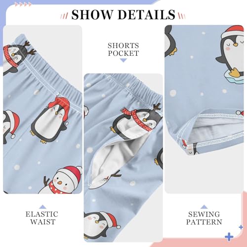 Boys' Pants Cute Penguin Snowman Christmas Long Bottoms Jogger Pants Elastic Waist Trousers with Pockets S-XL4
