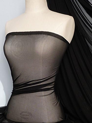 Premium Quality Power Mesh Net Fabric | 4 Way Stretch Sheer Dance Wear Material | Matching Shades in Lycra | 50+ Colours in Stock | Sold by The Metre | by Tia Knight (Black, 1 Metre)