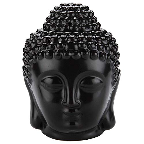 Tvoip 1PCS Ceramic Buddha Head Essential Oil Burner with Candle Spoon, Aromatherapy Wax