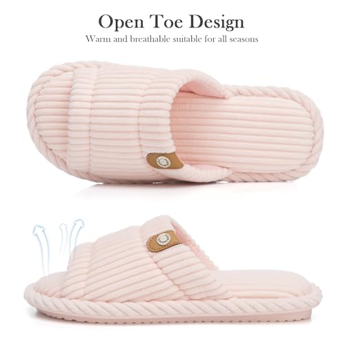 Image of GOEWY Fuzzy Open Toe Slippers for Women Indoor with Comfy Memory Foam