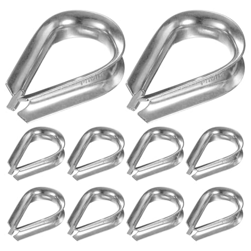 uxcell 10-Pack Wire Rope Thimbles, M14 Stainless Steel 14mm Rope Thimble Rigging for Diameter Cable Rigging/Sailing/Clothesline, Wire Cable Protection