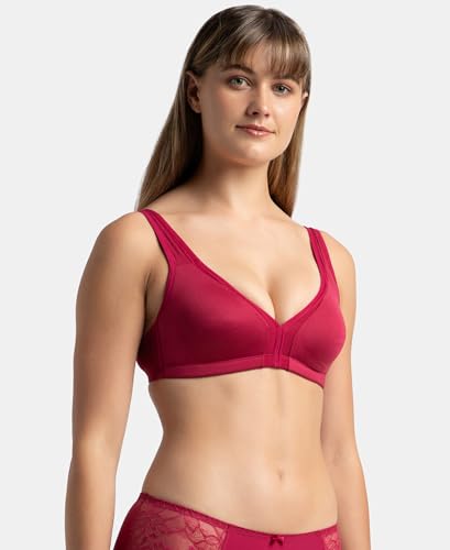 Image of Jockey 1820 Women Wirefree Non Padded Soft Touch Microfiber Elastane Stretch Full Coverage Everyday Bra with Stylised Mesh Panel