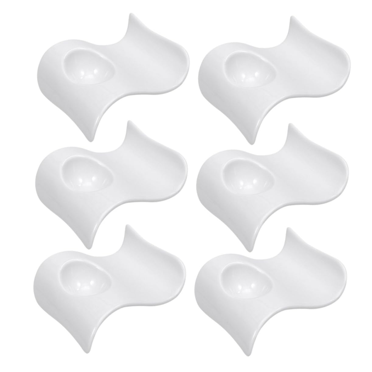 OUNONA 6 Pcs Lightweight Ceramic Egg Holders for Dinning Table Practical Egg Cups with Modern Design and Appetizers Easy to Clean White