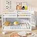 Giantex Full Over Full Bunk Bed with Stairs, Solid Wood Floor Bunk Bed with Storage Staircase & Full-Length Guardrails, Low Bunk Bed with for Kids, Teens, Adults, Dorm, Small Space, White