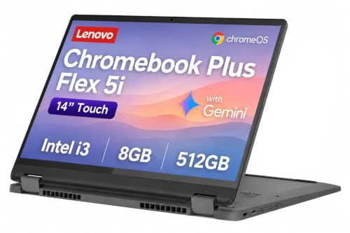 Image of Lenovo IdeaPad Flex 5i Chromebook Plus, 14" 2-in-1 Laptop, i3, 8GB/512GB