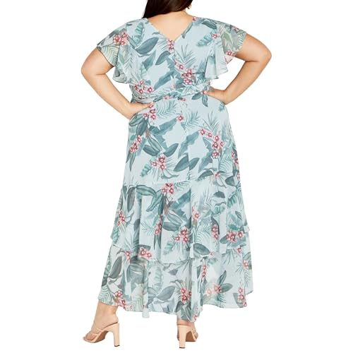 Image of City Chic Women's Plus Size Maxi Dress - Flirty Tier Print
