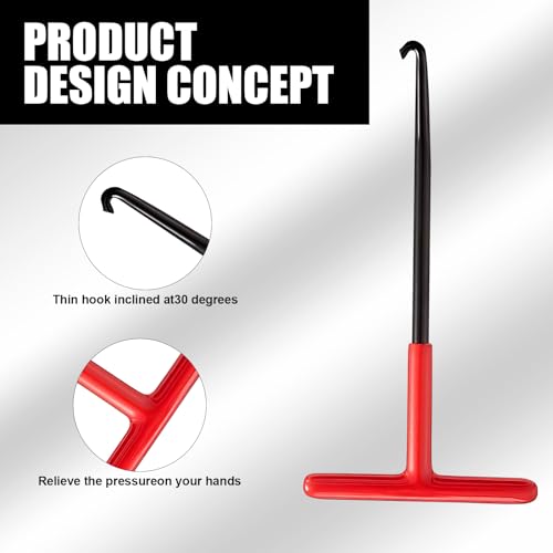 Image of 2 Pack Motorcycle Exhaust Pipe Spring Hook with T-shaped Handle, 3.15In x 6.3In Vehicle Exhaust Spring Disassembly Tool, Universal Easy-grip Installed Puller Accessories (Red & Black)