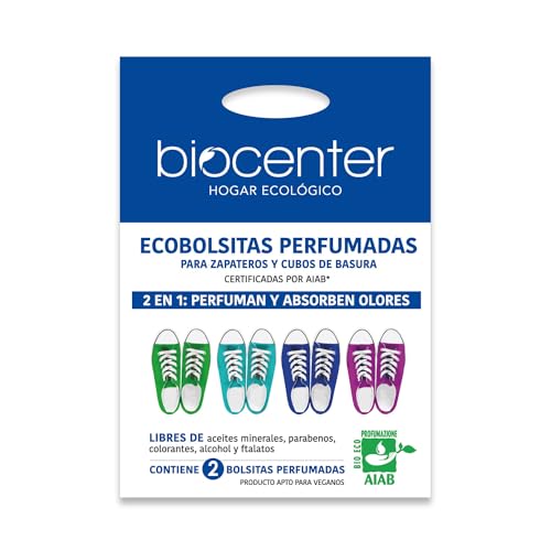BIOCENTER Ambientador quita olor natural para Zapateros y Cubos de basura (2 unidades). Ecológico y vegano