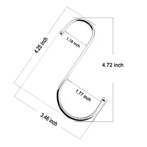 LOYMR 6 Pack 4.7 Inches Extra Large S Shape Hooks Heavy-Duty Metal Hanging Hooks Apply Kitchenware Bathroom Utensils Plants Towels Gardening Multiple uses Tools (Silver)