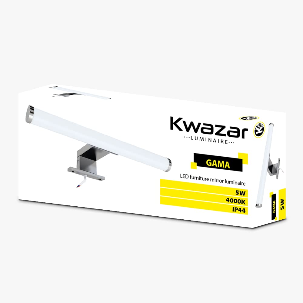 Kwazar – Lampe LED pour Miroir Salle de Bain - Barre LED GAMA 5W 30CM, 350lm, Blanc Neutre 4000K, IP44 – Applique de Salle de Bain, Lampe pour Meuble et Éclairage Mural – Faible Consommation