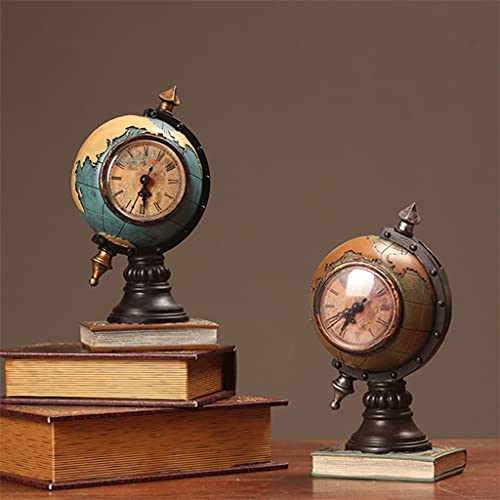 Reloj de mesa con forma de globo terráqueo vintage azul para regalar en despachos 4