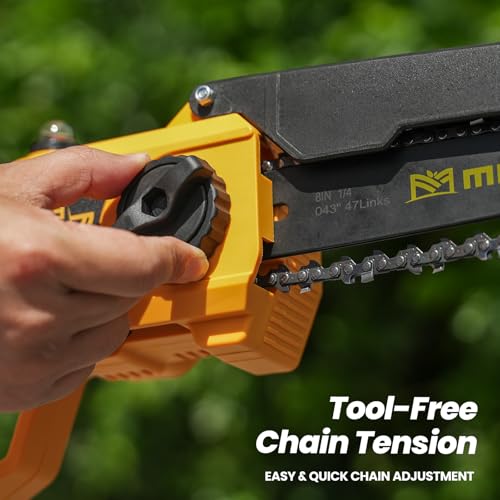 Image of Cordless 8In Chainsaw w / 4.0Ah Battery and Charger, Compatible with Dewalt 20V MAX Battery, Electric Hand Chain Saw, Auto Oiler, 900W Brushless Motor, for Tree Trimming, Cutting, Purning