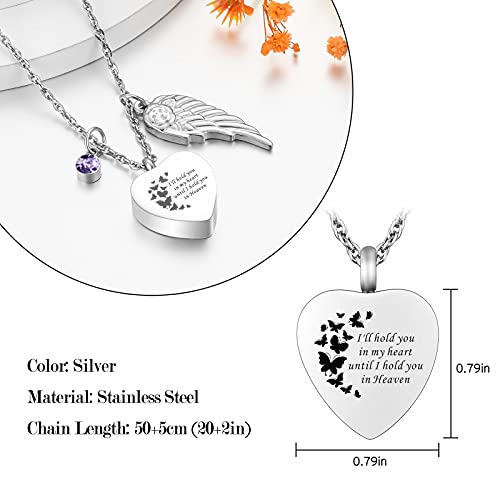 XIUDA Heart Cremation Jewelry for Ashes Urn Necklace with Birthstones Ash Necklace Memorial Cremation Necklaces for Women-I'll Hold You in My Heart Until I Hold You in Heaven2