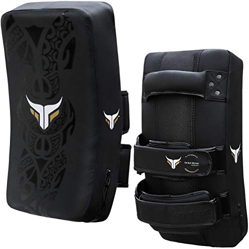 Mytra Fusion schlagpolster gebogen kick pads MMA, Kampfsport, Karate Kneifen kickboxen pratzen x 1 Einheit einzeln (Black)