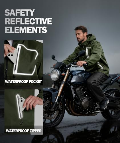 Image of SWISSWELL Men's Rain Suits High Visibility Reflective Motorcycle Rain Gear Waterproof Breathable Jacket and Pants