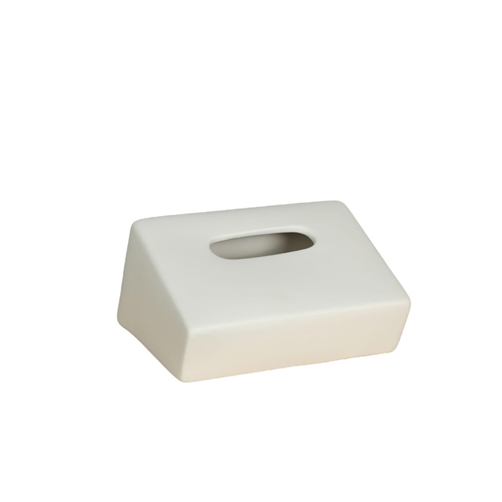 Modern Minimalist Geometric Ceramic Tissue Box Ornament Living Room Coffee Table Entryway Dining Decoration Napkin(White)