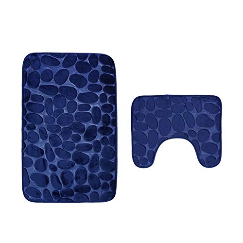 REJOON Badematten für Badezimmer geprägtes Badezimmer Badematten Set Toilettenteppich Teppich Flanell rutschfeste WC… – Bild 5