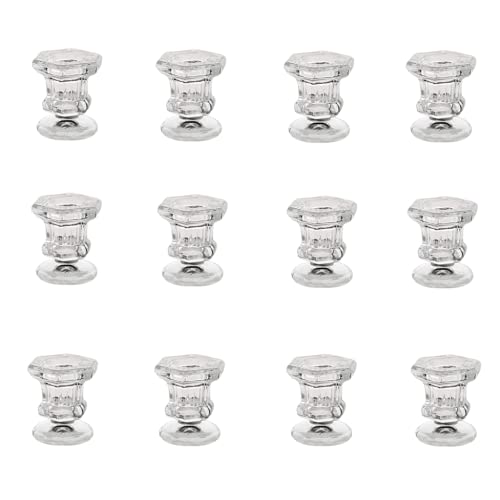 TABIAN Kerzenhalter aus klarem Glas, 12 Stück, Kristall-Kerzenhalter, Vintage-Stil, Heimdekoration, Hochzeitsdekoration, Weihnachtsdekoration, Schlafzimmerdekoration Cover